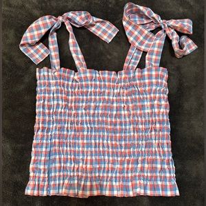 Plaid Smocked Women’s Top